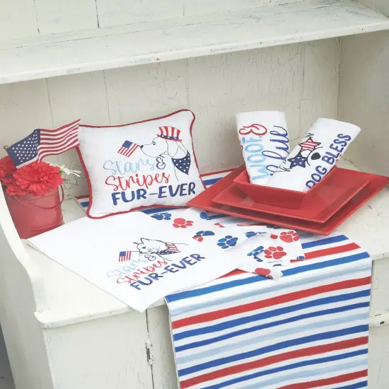 Watercolor Patriotic Stripe Fourth of July Table Runner 14" x 72" {5}