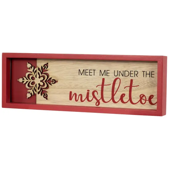Northlight Framed "Meet Me Under the Mistletoe" Christmas Wall Decoration - 11.75" - Red {5}