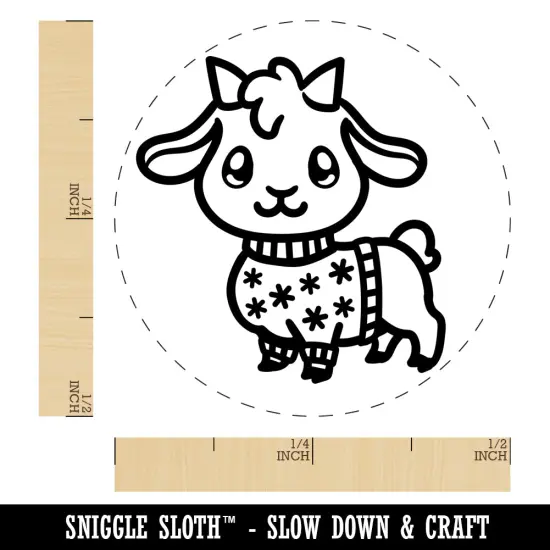 Little Goat in Christmas Sweater Self-Inking Rubber Stamp Ink Stamper for Stamping Crafting Planners Dry Pad {1}