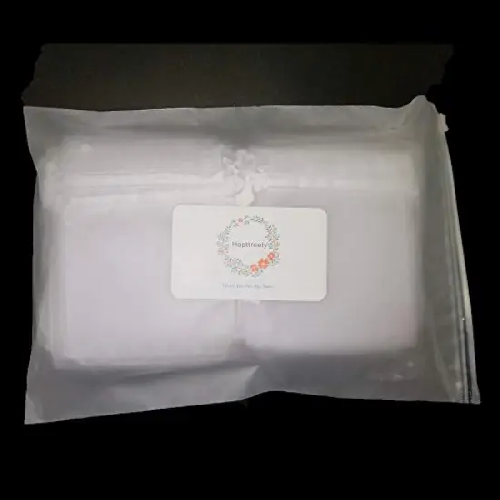 100PCS Premium Sheer Organza Bags, White Wedding Favor Bags, 4x4.72 Jewelry Gift Bags for Party, Jewelry, Christmas, Festival, Bathroom Soaps, Makeup Organza Favor Bags Wrapping Supplie {3}
