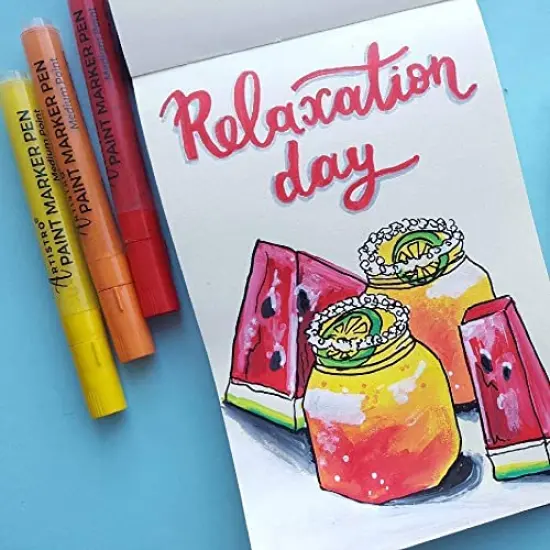 12 Acrylic Paint Pens with 3mm Medium Tip for Fabric, Canvas, Rock, Glass, and Wood Ideal Art Supplies for Adults and Kids {3}