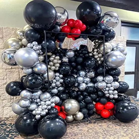 100 Pack 12 Inch Black Latex Balloons - Round Helium Balloons for Black Themed Wedding, Graduation, Anniversary, and Birthday Party Backdrop Decorations {5}
