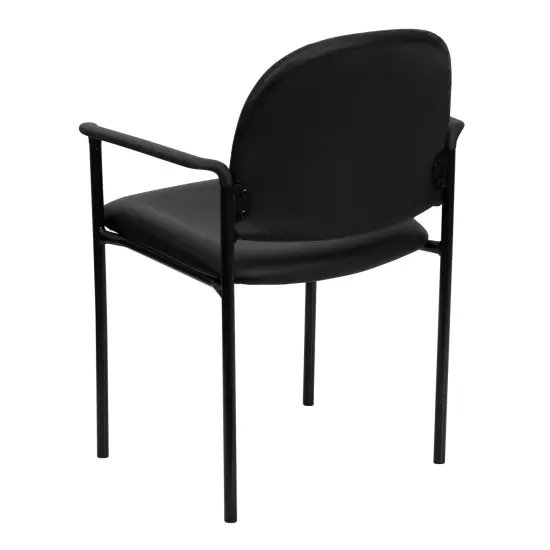 Emma and Oliver Comfort Stackable Steel Side Reception Chair with Arms Black Vinyl {4}