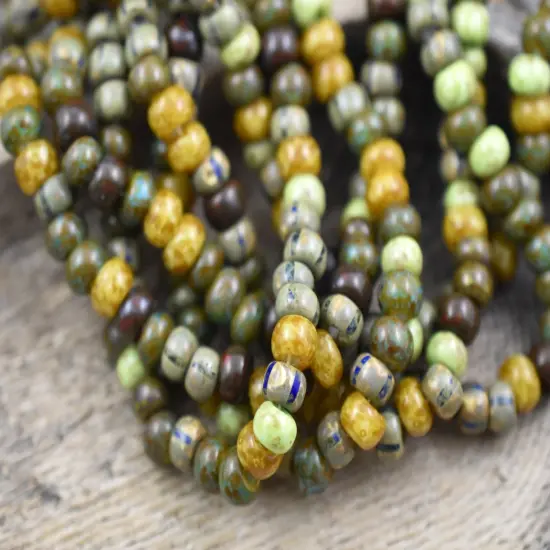 *25* 31/0 Aged Tribal Striped Picasso Mix Seed Beads {2}