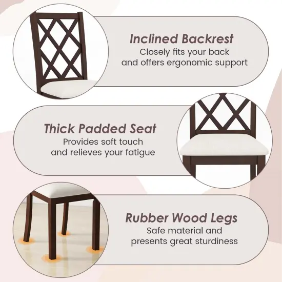 Costway Set of 2/4 Dining Chairs Wood Kitchen Side Chair with Inclined Backrest Cherry Brown {6}