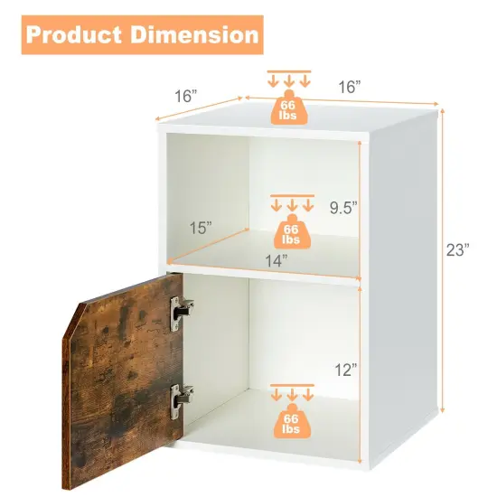 Set of 2 Side End Table Nightstands with Triangular Cut-Out Cabinet Door and Large Open Shelf White {5}