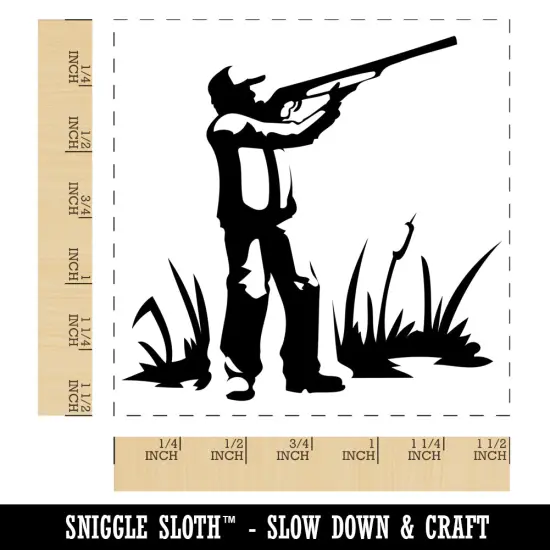 Duck Hunter with Hunting Rifle Self-Inking Rubber Stamp Ink Stamper Black {1}