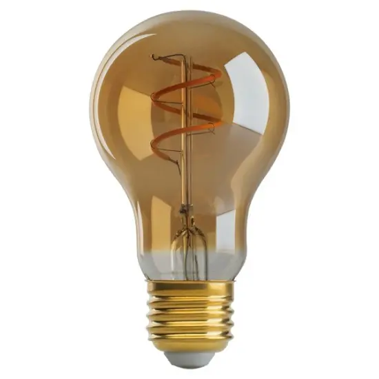 Satco Antique Spiral LED Filament 4w A19 2000k Dimmable E26 Amber Vintage Bulb {1}