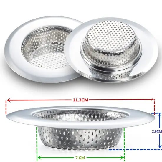 Fengbao 2PCS Kitchen Sink Strainer - Stainless Steel, Large Wide Rim 4.5" Diameter {4}