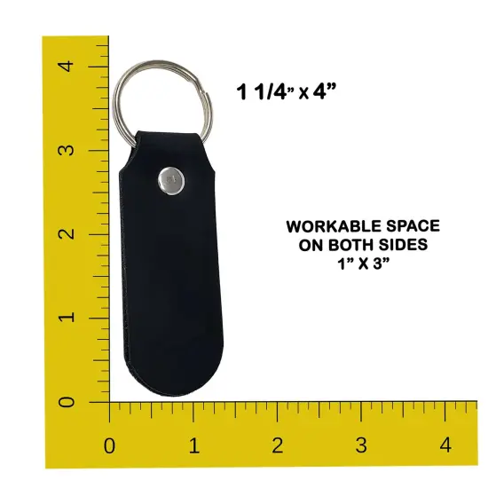 2 Sided Leather Key Chains 10 Pack-Customize it for Promotional Gifts, Fundraising, Events, Wedding - Engrave on Both Sides Black {3}