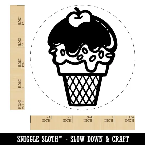 Summer Ice Cream Cone Sprinkles Chocolate Cherry Rubber Stamp for Stamping Crafting Planners {1}
