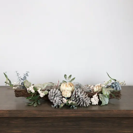 Northlight 36" Neutral Colored Pumpkin and Pine Cones Fall Harvest Swag - Unlit Green {3}