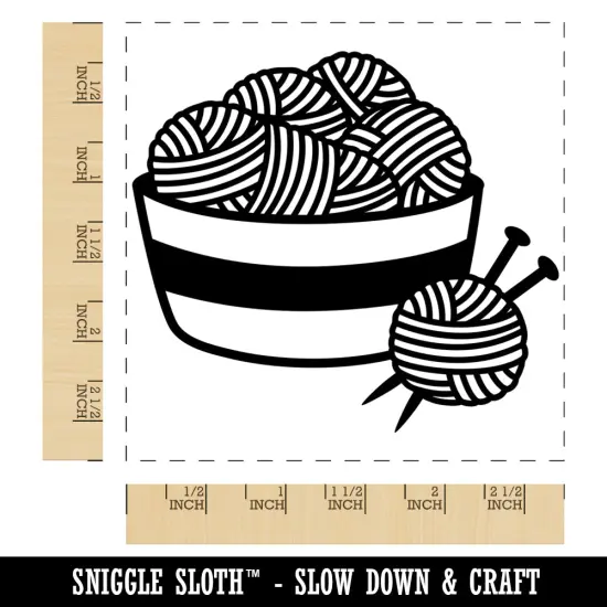 Basket of Yarn Knitting Square Rubber Stamp for Stamping Crafting {1}