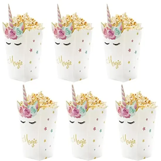 24Pcs Unicorn Birthday Party Supplies Unicorn Popcorn Box Snack Treat Box Candy Cookie Container For Baby Shower, Bridal Shower, Unicorn Theme Party Favors Decoration {2}