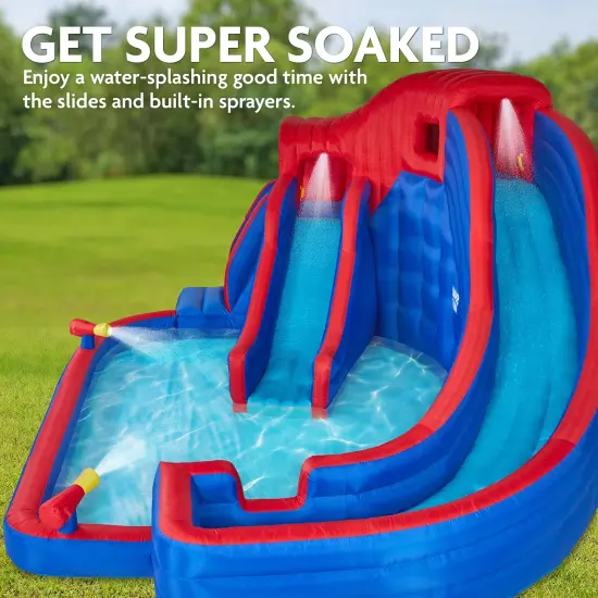 Sunny & Fun Inflatable Kids Backyard Water Slide Park w/Slides & Pool {4}