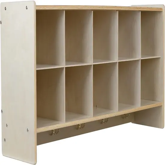 Cubby Storage Organizer Cubes, 10 Cubbies with Coat Hooks, Hanging Wall Cubby Shelf for Kids Toys, Daycare, Classroom, 47-Inch Width No Bins {4}