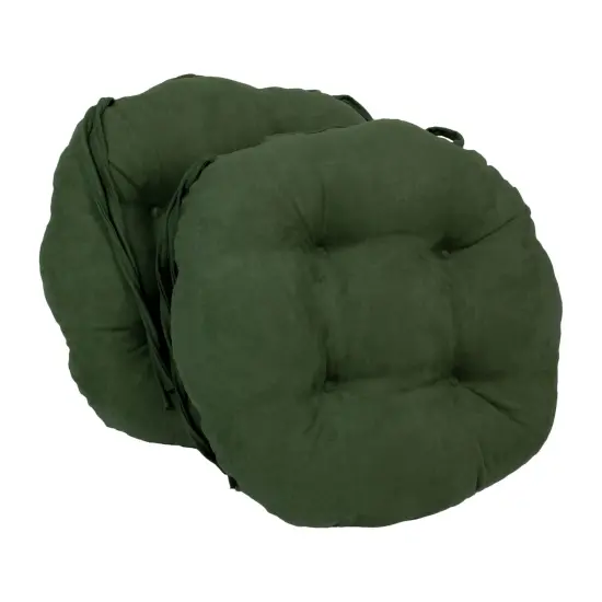 16-inch Solid Micro Suede Round Tufted Chair Cushions (Set of 2) - Hunter Green {1}