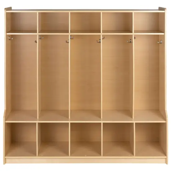 Emma and Oliver Wood School Coat Locker with Bench, Cubbies and Storage Organizer Hook Natural {5}