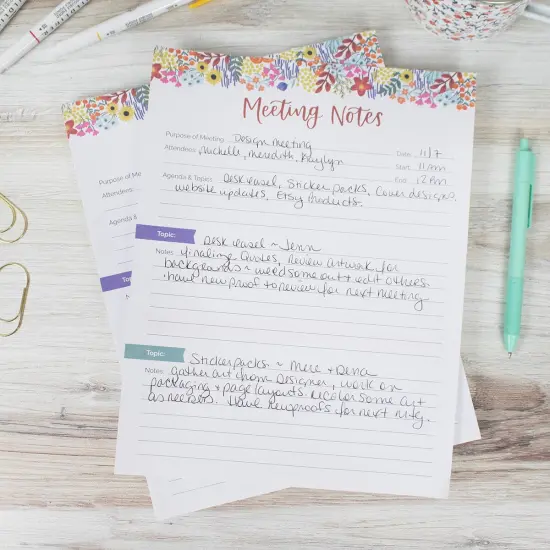 bloom daily planners Planning Pad, 8.5" x 11", Double Sided Meeting Notes, Floral Dots {5}