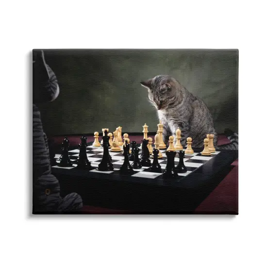 Stupell Industries Cats Playing Chess Canvas Wall Art {1}