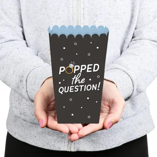 Big Dot of Happiness Just Engaged - Black and White - Engagement Party Favor Popcorn Treat Boxes - Set of 12 {6}