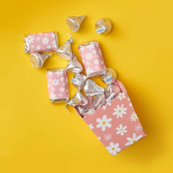 Big Dot of Happiness Pink Daisy Flowers - Mini Candy Bar Wrapper Stickers - Floral Party Small Favors - 40 Count {3}