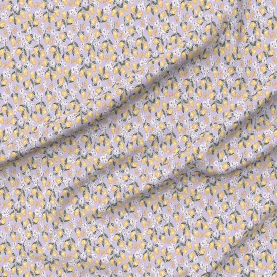 Various Fabrics by the Yard or Fat Quarter Lemonade Yellow And Purple Small Scale Summer Fruit Lemon Floral Daisy Flower Lemons Lavender Custom Printed Fabric by Spoonflower {6}