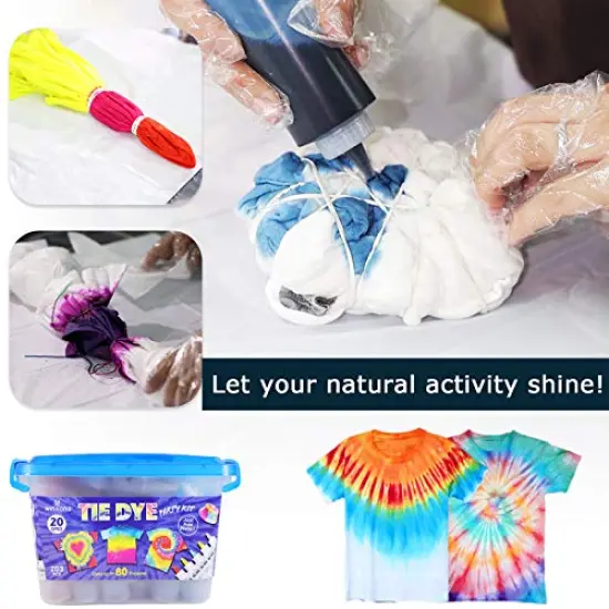 Tie Dye Kit 20 Colors Permanent Fabric Dye Art Set for Kids Adults for School, Homemade Party, Creative Groups Activities, DIY Gift {6}