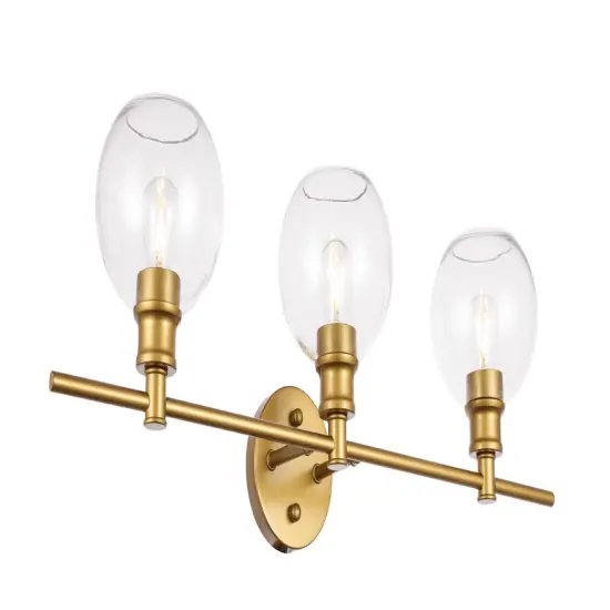 Collier 3 light Brass and Clear glass Wall sconce {6}