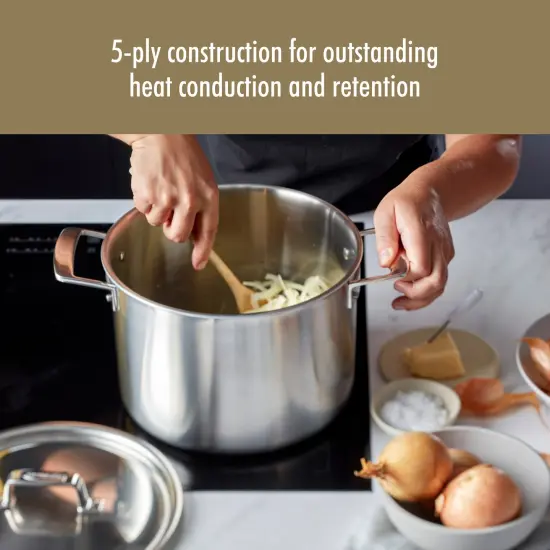 Demeyere Essential 5-ply 8-qt Stainless Steel Stock Pot with Lid {4}