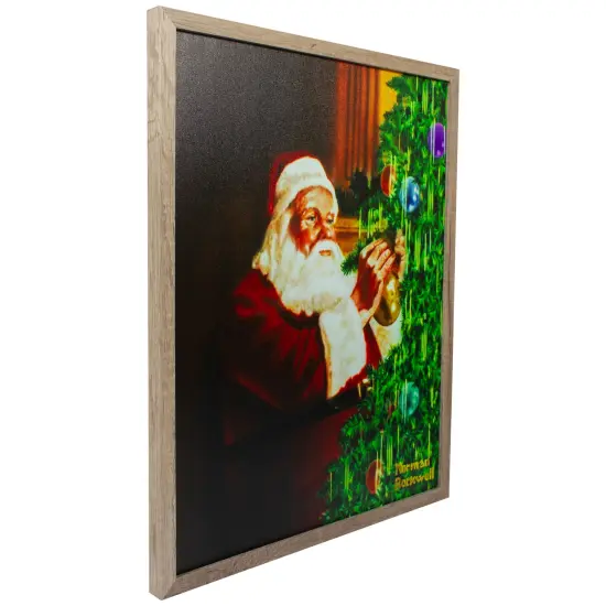 Northlight 19" Lighted Norman Rockwell 'Santa Trimming Tree' Christmas Wall Art Green {5}