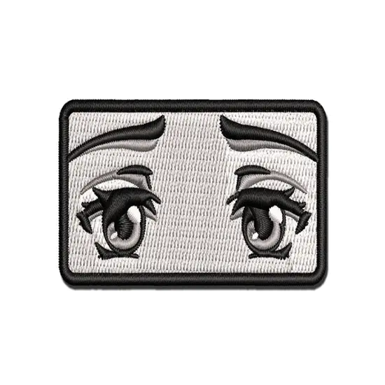 Anime Manga Kind Eyes Girl Multi-Color Embroidered Iron-On or Hook & Loop Patch Applique {1}