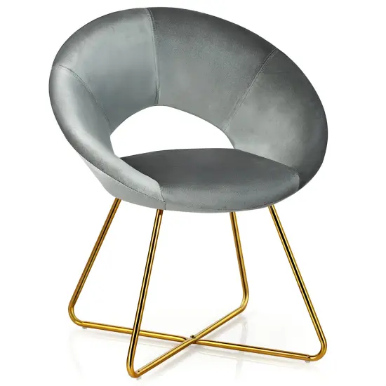 Costway Modern Velvet Accent Chair Upholstered Vanity Chair w/Golden Metal Leg Pink\Dark Green\Grey {1}