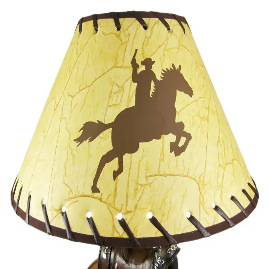 Western Saddle Table Lamp W/ Cowboy Print Shade {6}