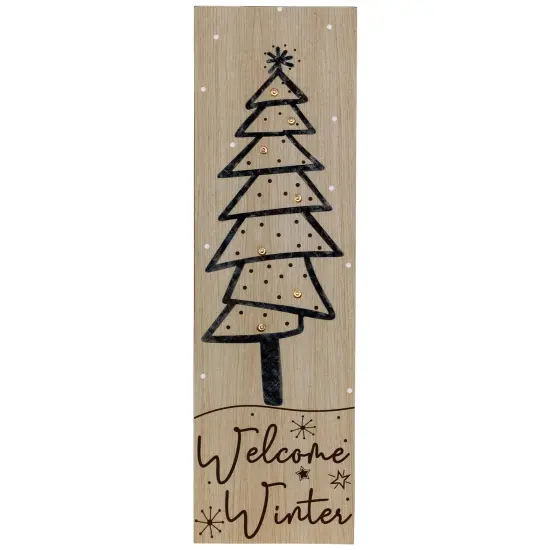 Northlight Rectangular "Welcome Winter" Christmas Tree Wooden Wall Sign - 15.75" Brown {1}