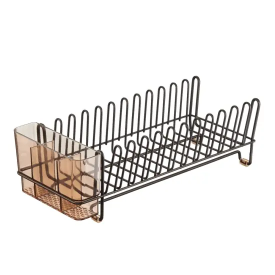 mDesign Compact Countertop, Sink Dish Drying Rack Caddy {4}
