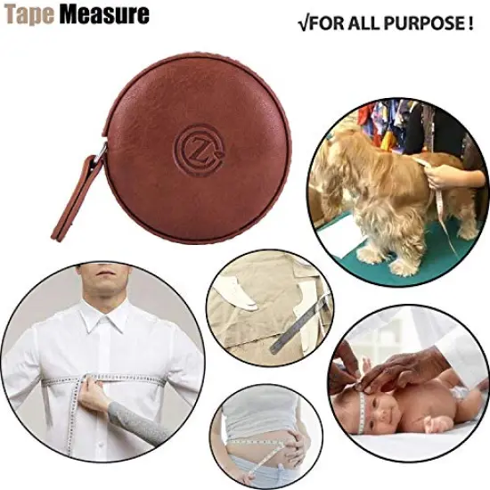 Sewing Tape Measure Medical Body Cloth Tailor Craft Dieting Measuring Tape 60 Inch/1.5M Dual-Sided Retractable Ruler with Push Button Round 1 Pack Brown {2}