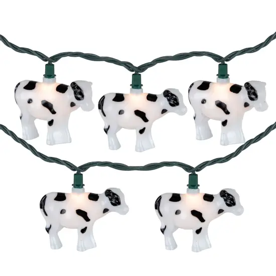 Northlight Cow Indoor Outdoor Patio Light Set - 6' - Green Wire - 10ct White {3}
