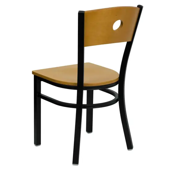Emma and Oliver Wood Circle Back Metal Restaurant Dining Chair Natural/BlackMetal {3}