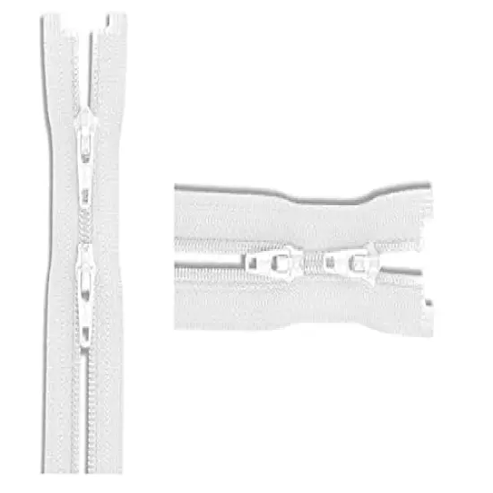 #3 Nylon Coil Lightweight YKK Jacket 2-Way Separating Zipper - Choose Your Length - Color: White - Made in The United States (1 Zipper Per Pack) (24" Inches) {1}