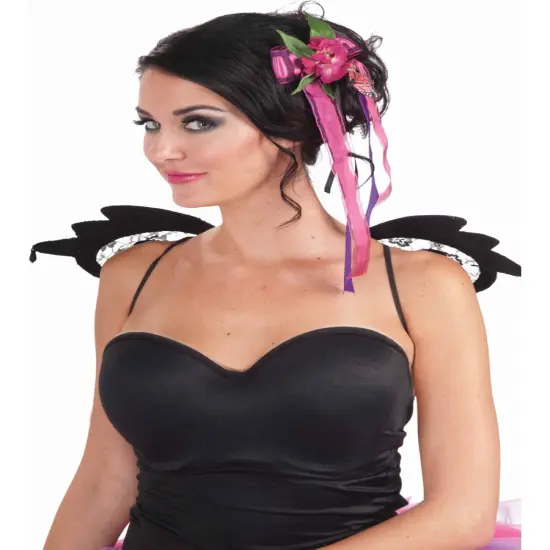 New Adult Child Pixie Fairy Pink Flower Costume Accessory Bow Hair Clips {1}