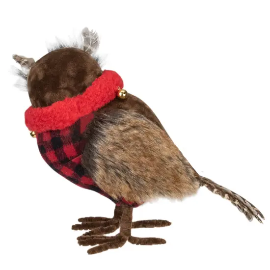 Northlight Owl with Buffalo Plaid Vest and Jingle BellsChristmas Figure - 10" Brown {4}