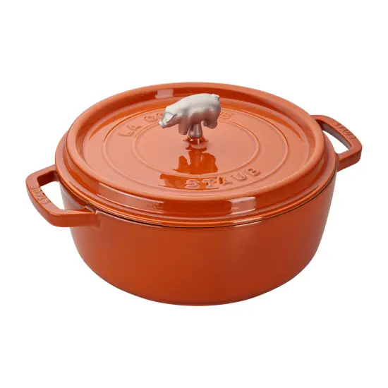 STAUB Cast Iron 6-qt Cochon Shallow Wide Round Cocotte {2}