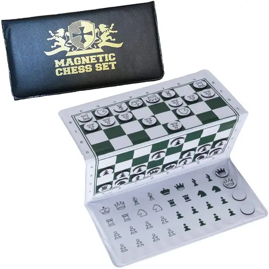 WE Games Mini Magnetic Pocket Chess Set Travel Trifold 6 in. {1}