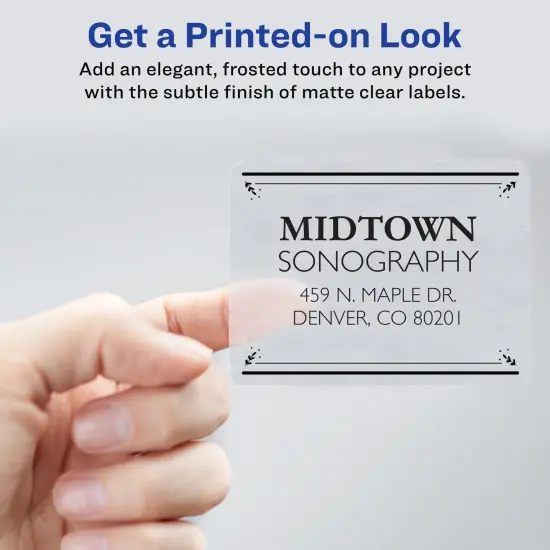 Avery Matte Clear Shipping Labels, Sure Feed Technology, Laser, 3-1/3" x 4", 300 Labels (5664) {2}