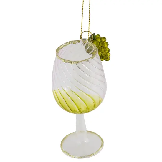 Northlight 4.25" Yellow Wine Glittered Glass Christmas Ornament {4}