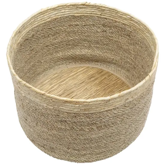 Northlight Set of 3 Twisted Weave and Zig Zag Sewn Seagrass Storage Baskets 16.5" Beige {4}