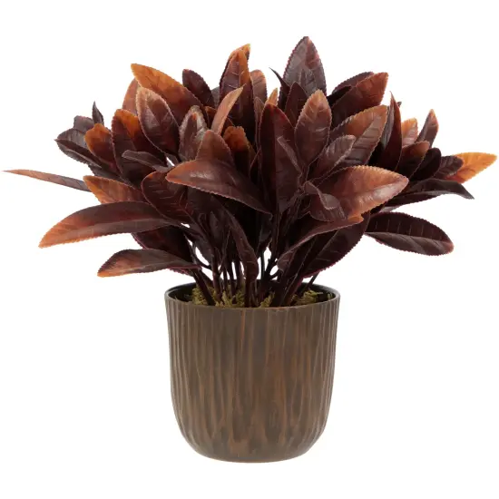 Northlight Two-Tone Artificial Foliage Plant in a Textured Lined Pot - 8" Orange {1}
