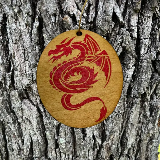 CUSTOM RED OR BLACK Dragon - ornament 4X3in RED DRAGON {5}