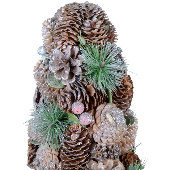 Northlight Glittered Pinecone Berry Christmas Tree - 16.5" - Green and Brown {4}